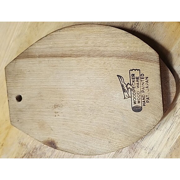 Vintage Hand Painted Woodpecker Wood Ware Rooster Box Japan Folk Art Farmhouse - Picture 6 of 16